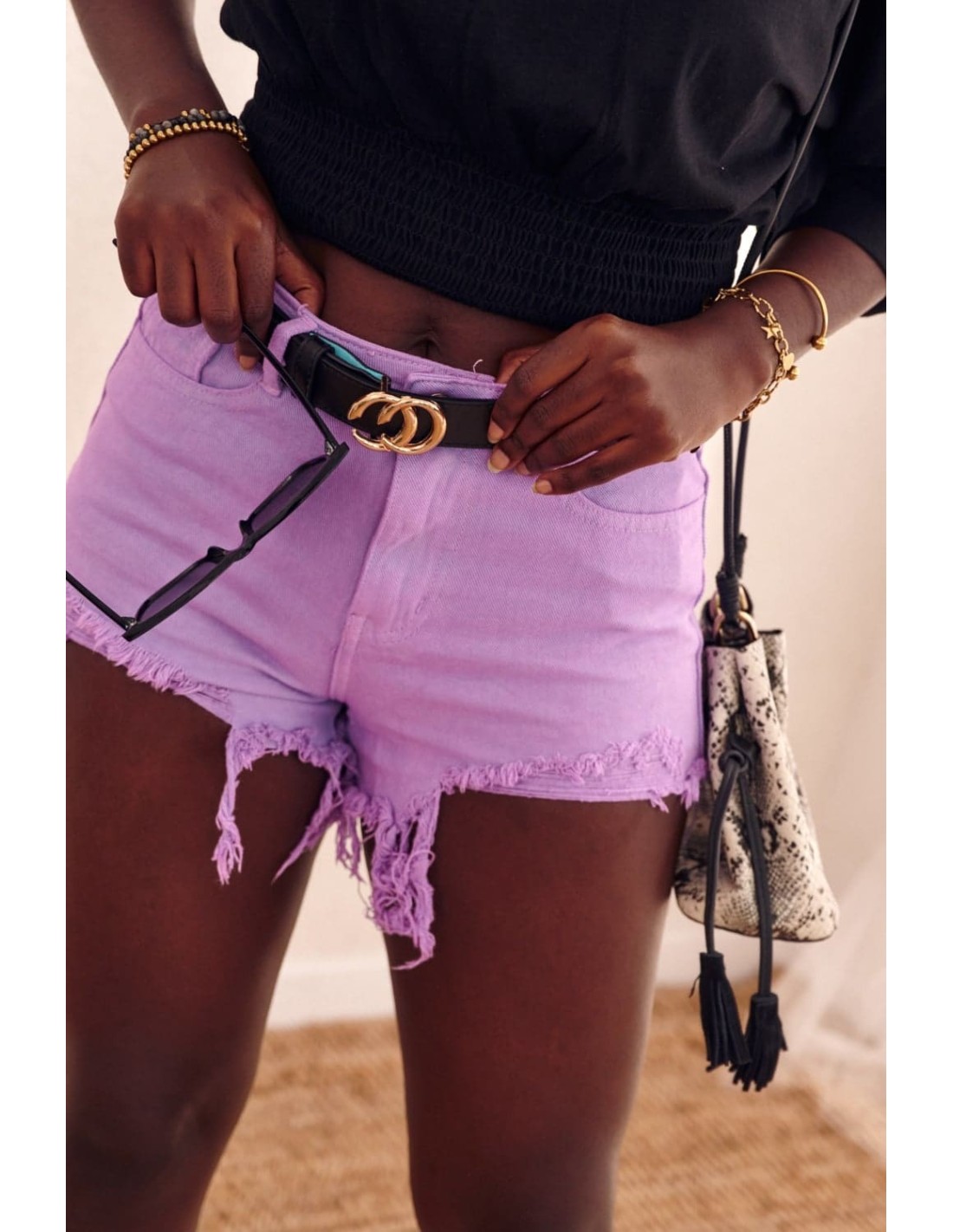 Purple denim shorts 6300 - Online store - Boutique